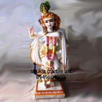 4 Feet White Marble Lord Krishna idol/ Murti/ Statue/ with Peacock