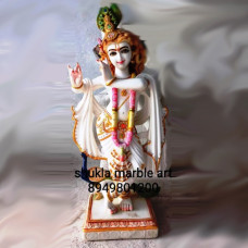 4 Feet White Marble Lord Krishna idol/ Murti/ Statue/ with Peacock