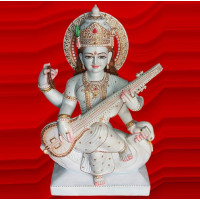 White marble Sarasvati statue