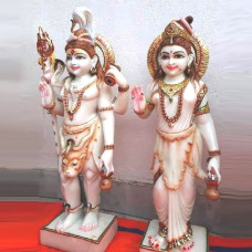 Shiv and Parvati Marble Statues – Standing Together Casually (3 Feet)
